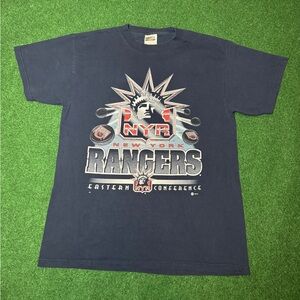 Vintage 90s New York Rangers NHL Hockey Tultex Big Graphic Lrg T Shirt